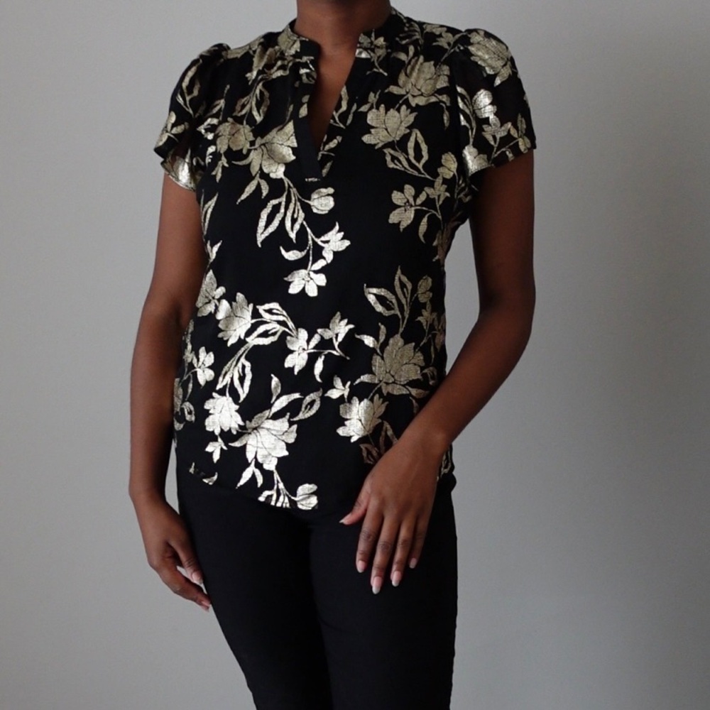 Blair Black and Gold Floral Blouse